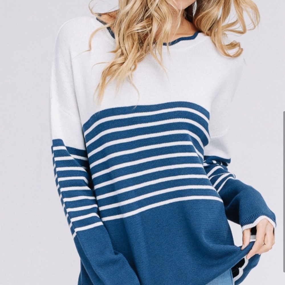 Papermoon blue and white wave sweater.